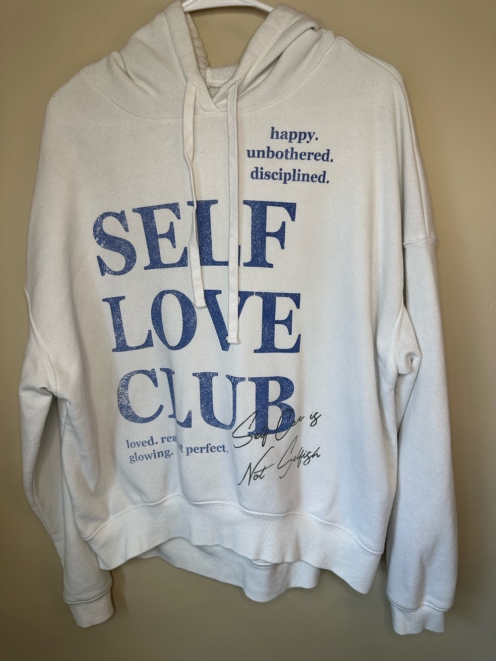 White 'Self Love Club' Graphic Hoodie
